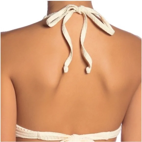 ROBIN PICCONE Perla Halter Bikini Top In Eggshell NWT - Picture 3 of 11